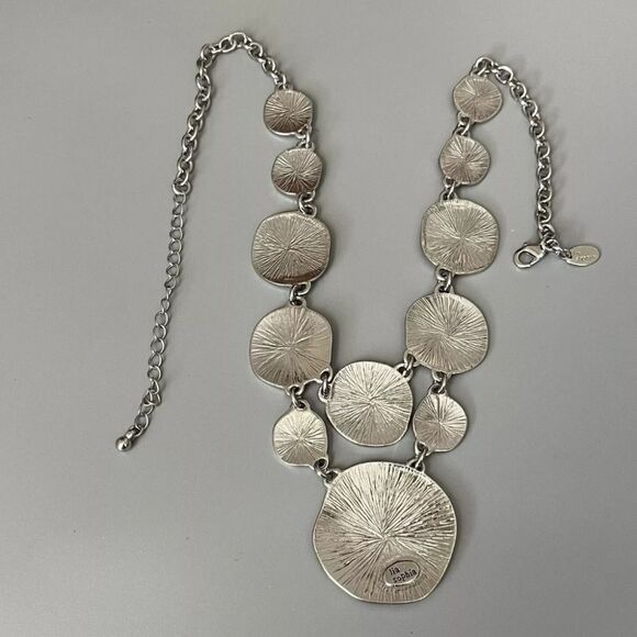 VTG LIA SOPHIA Silver Tone Abstract Dangle Statement Necklace No Wear 15.5”+3” - Picture 6 of 7